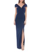 Js Collections Drape-front Slim-fit Gown