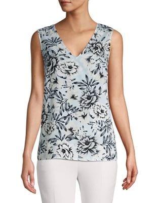 Kasper Floral-print Sleeveless Top