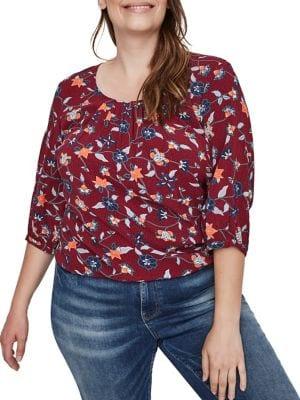 Junarose Plus Gathered Floral Top