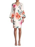 Calvin Klein Floral Flare-sleeve Sheath Dress