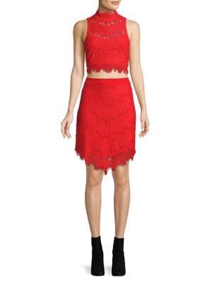 Free People Two-piece Sabina Lace Cropped Top And Skirt