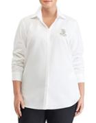 Lauren Ralph Lauren Plus Rhinestone Poplin Cotton Button-down Shirt