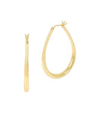 H Halston Goldtone Teardrop Hoop Earring