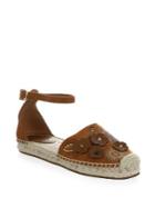 Coach T-rose Rivets Suede Ankle Strap Espadrilles