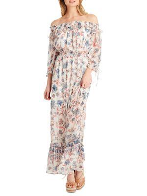 Jessica Simpson Printed Off-the-shoulder Maxi Dress