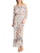 Jessica Simpson Printed Off-the-shoulder Maxi Dress