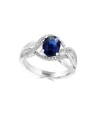 Effy Royale' Bleu Sapphire, Diamond And 14k White Gold Solitaire Ring