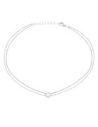 Lord & Taylor Cubic Zirconia, 18k White Gold And Sterling Silver Circle Bezel Charm Anklet