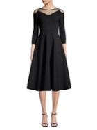 Lord Taylor Dot-tulle Yoke Flare Dress