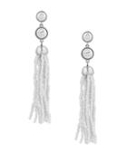 Lucky Brand Trend Tassel Faux Pearl And Surgical Steel Earrings