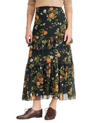 Lauren Ralph Lauren Floral Georgette Maxi Skirt