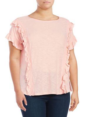 Vince Camuto Plus Short-sleeve Ruffled Top
