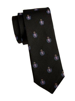 Black Brown Crest Silk Tie