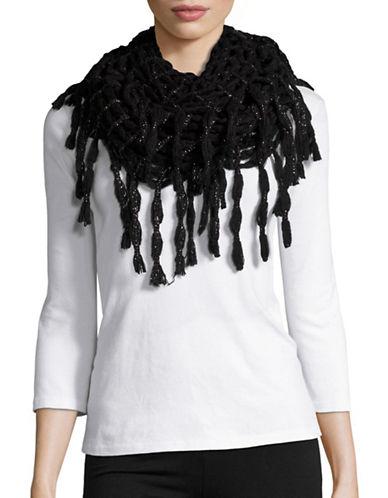 Steve Madden Metallic-infused Open-knit Fringed Infinity Scarf