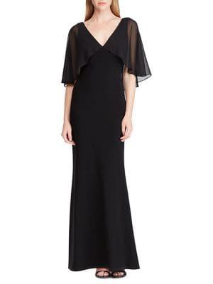 Lauren Ralph Lauren Georgette-overlay Jersey Maxi Gown