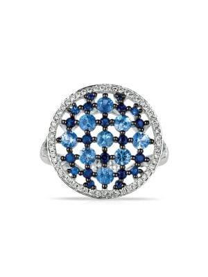 Marco Moore 14k White Gold, 0.23tcw Diamond, & Blue Sapphire Ring