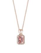 Effy Blush Morganite, Diamond And 14k Rose Gold Square Pendant Necklace