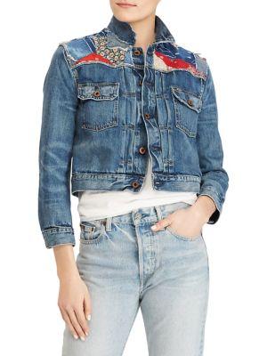 Polo Ralph Lauren Cropped Patchwork Trucker Denim Jacket