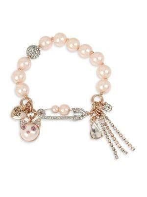 Betsey Johnson Cat Multi-charm Stretch Bracelet