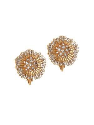 Vince Camuto Vintage-look Goldtone & Crystal Flower Clip-on Earrings