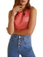 Mango Texty Sleeveless Cotton Tee