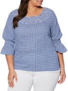 Rafaella Plus Gingham Off-the-shoulder Top