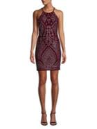 Jump Metallic Motif Strappy Halter Mini Dress