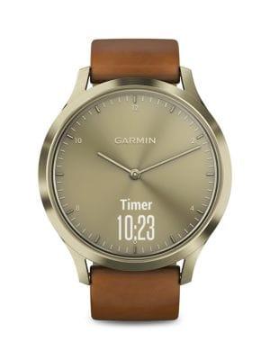 Garmin Vivomove Goldtone Stainless Steel & Leather-strap Smart Watch