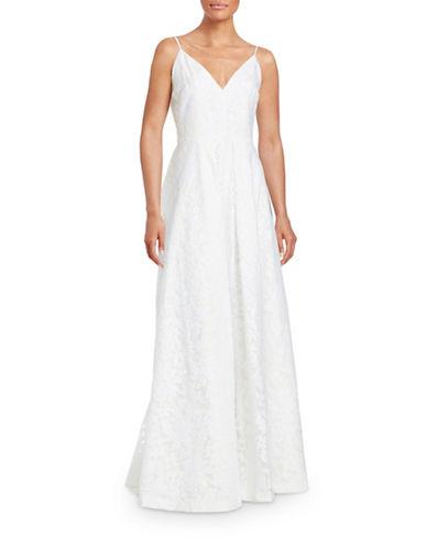 Calvin Klein Lace Topped V-neck Gown