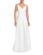 Calvin Klein Lace Topped V-neck Gown