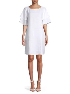 Lord & Taylor Tiered-sleeve Linen Shift Dress