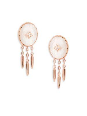 Nadri Birdie Clear Quartz, White Mother-of-pearl And Crystal Drop Earrings