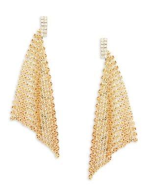 Design Lab Rhinestone Goldtone Mesh Drop Earrings
