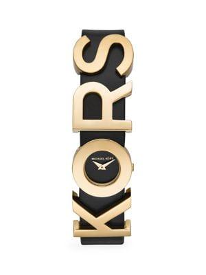 Michael Kors Logo Leather-strap Watch
