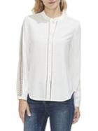 Vince Camuto Sapphire Sheen Cut-out Button-down Shirt
