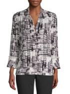 Karl Lagerfeld Paris Printed Faux-pearl Button-down Shirt