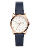 Fossil The Commuter Three-hand Date Leather-strap Watch