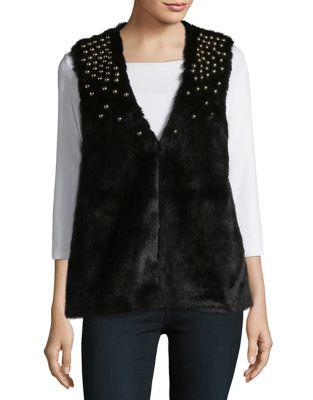 Michael Michael Kors Petite V-neck Faux Fur Vest