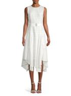 Calvin Klein Eyelet Belted Cotton Fit-&-flare Dress