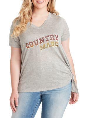 Jessica Simpson Plus Maya Tie Front Graphic Tee