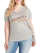 Jessica Simpson Plus Maya Tie Front Graphic Tee