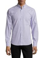 Black Brown Slim-fit Small Check Button-down Shirt