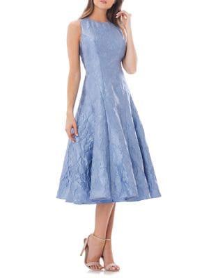 Carmen Marc Valvo Brocade Fit-and-flare Dress