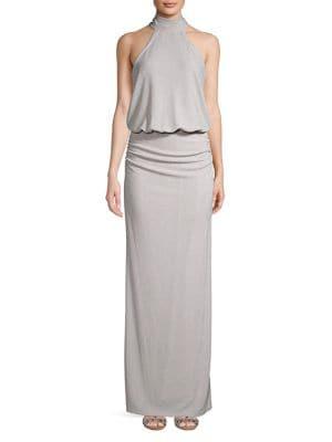 Laundry By Shelli Segal Metallic-knit Halter Blouson Dress