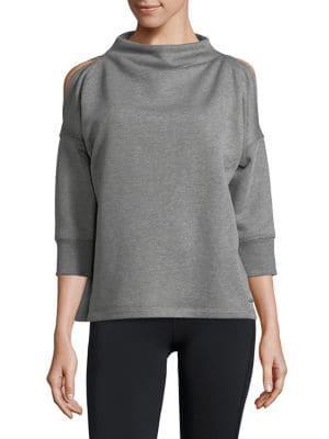 Donna Karan Active Funnel Neck Cold Shoulder Top