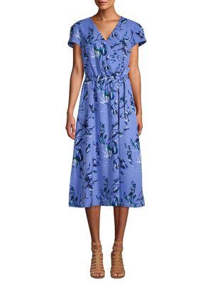 H Halston Floral Self-tie Surplice Dress