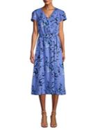 H Halston Floral Self-tie Surplice Dress