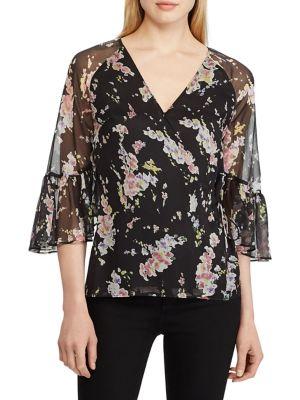 Lauren Ralph Lauren Floral Georgette Wrap Top