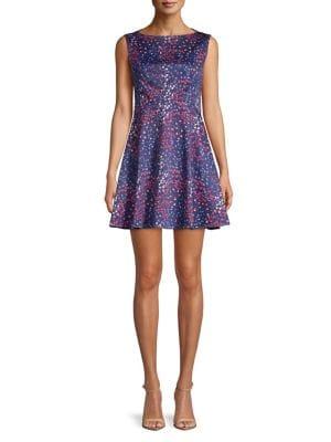 French Connection Printed Fit-&-flare Mini Dress