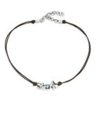 Uno De 50 Cosiche Swarovski Crystal And Double Leather Necklace